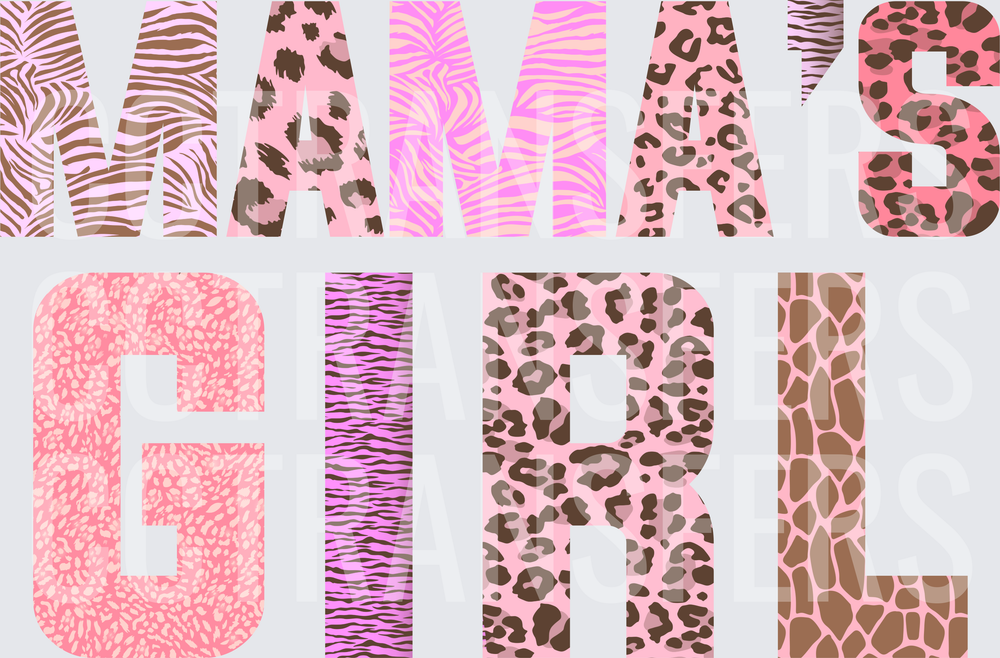 Mama's Girl Mixed Animal Print Bold Letter Design (DTF)