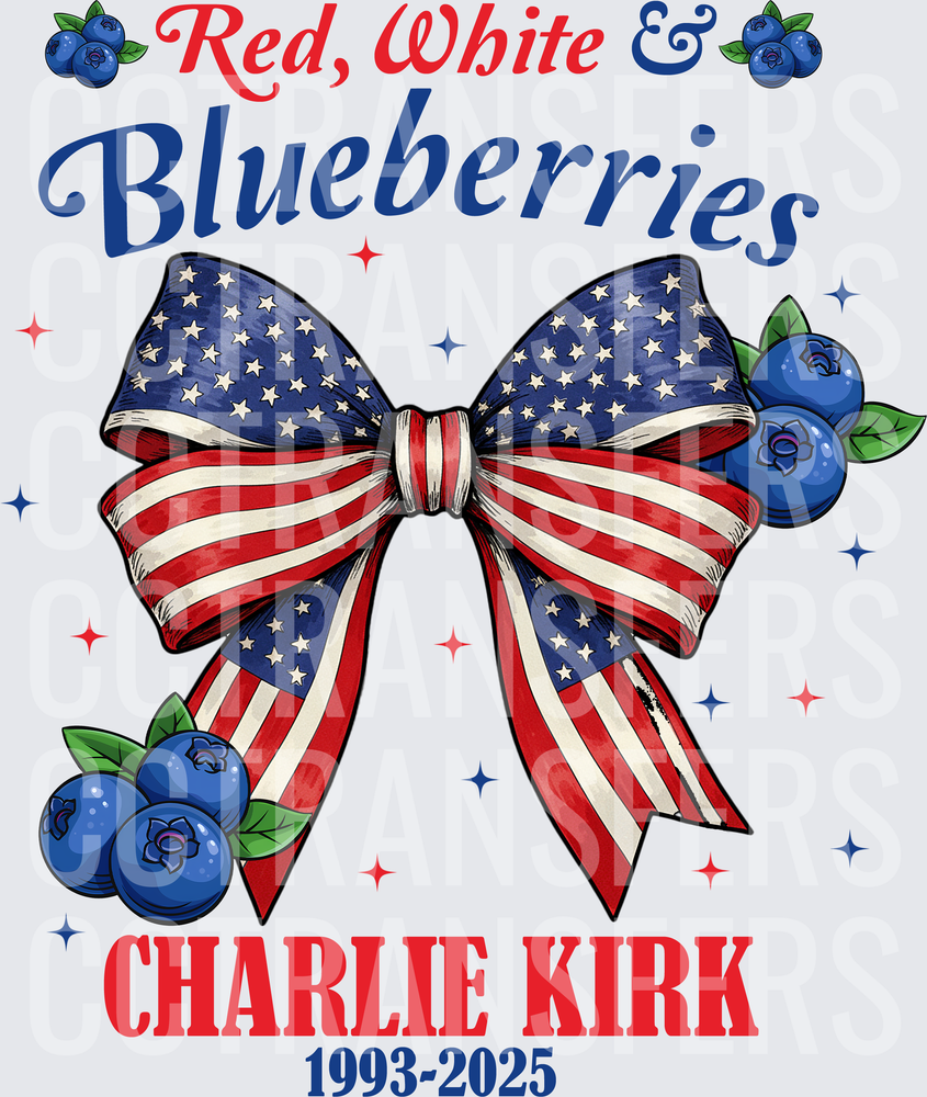 Red White & Blueberries American Flag Bow Charlie Kirk 1993-2025 (DTF)