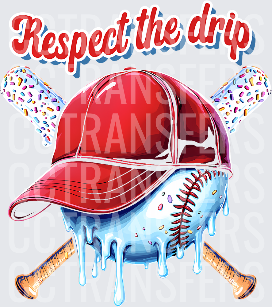 Respect the Drip Baseball Cap Sprinkle Bats Dripping Ball (DTF)