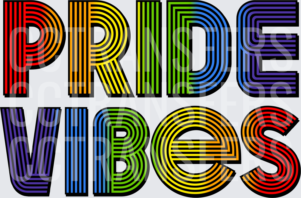 Pride Vibes Rainbow Retro Stripe Bold Lettering (DTF)