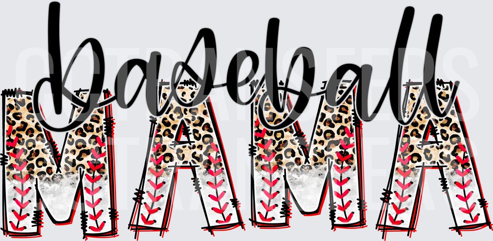 Baseball Mama Leopard Print Letter Design (DTF)
