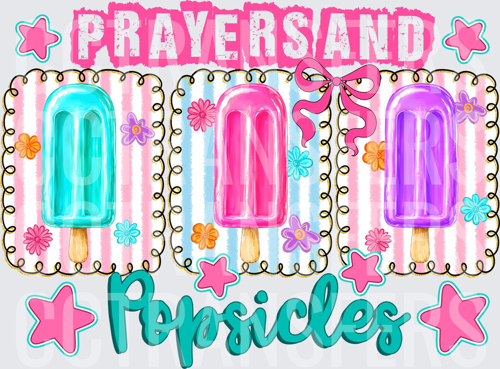 Prayers and Popsicles Colorful Summer Treats Floral (DTF)