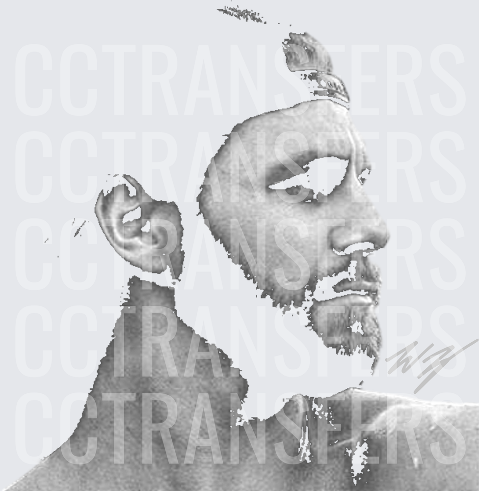 Grayscale Side Profile Man With Beard Bun Hairstyle (DTF)