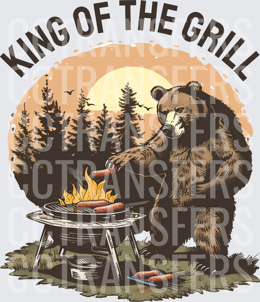 King Of The Grill Bear BBQ Sunset Forest (DTF)