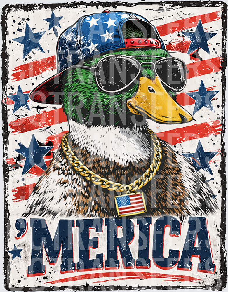 Merica Patriotic Mallard Duck Snapback Sunglasses Gold Chain (DTF)