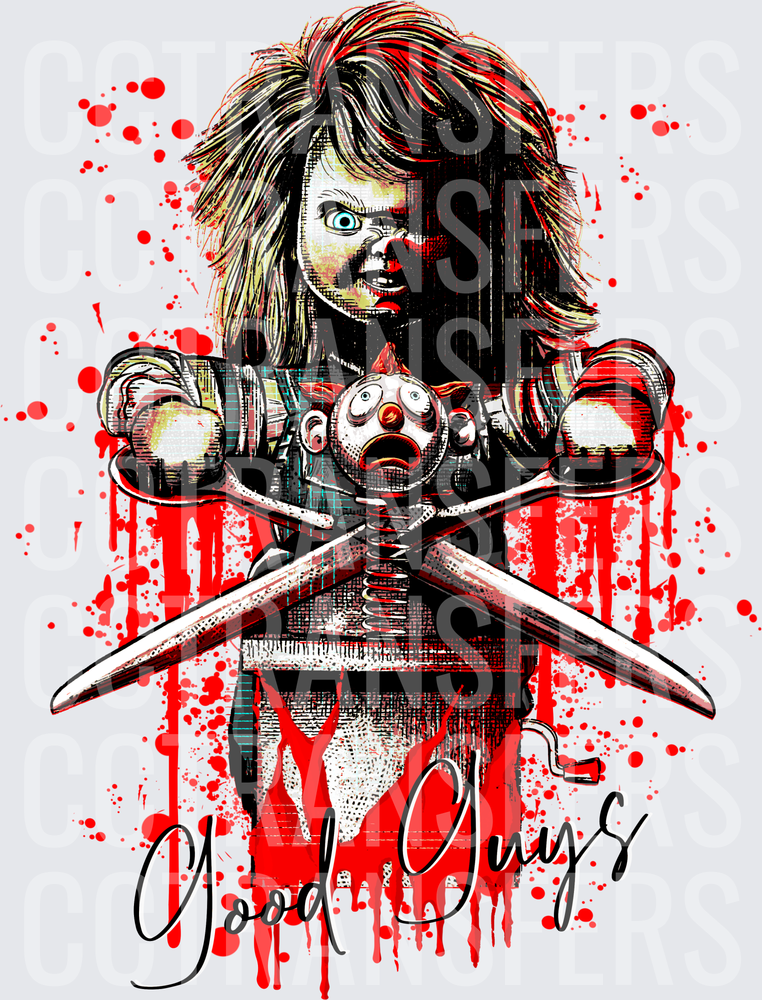 Killer Doll Good Guys Bloody Crossed Knives Horror (DTF)
