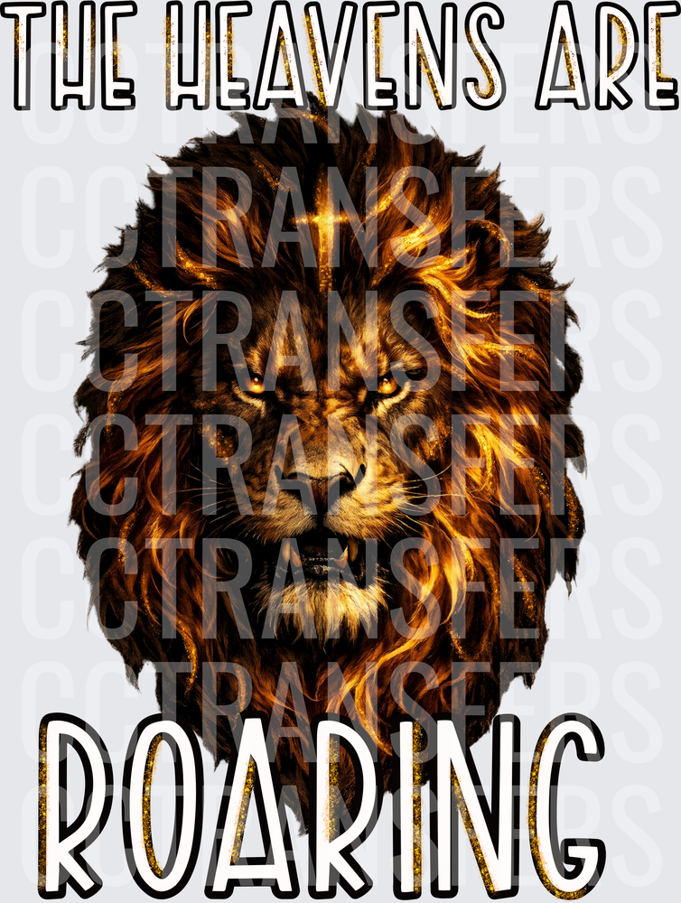 The Heavens Are Roaring Fiery Lion with Cross (DTF)