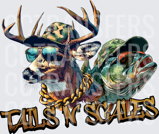Tails N Scales Deer Buck Bass Camo Hats Gold Chain (DTF)
