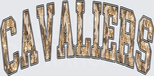 Cavaliers Arched Varsity Glitter Cowhide Letters (DTF)