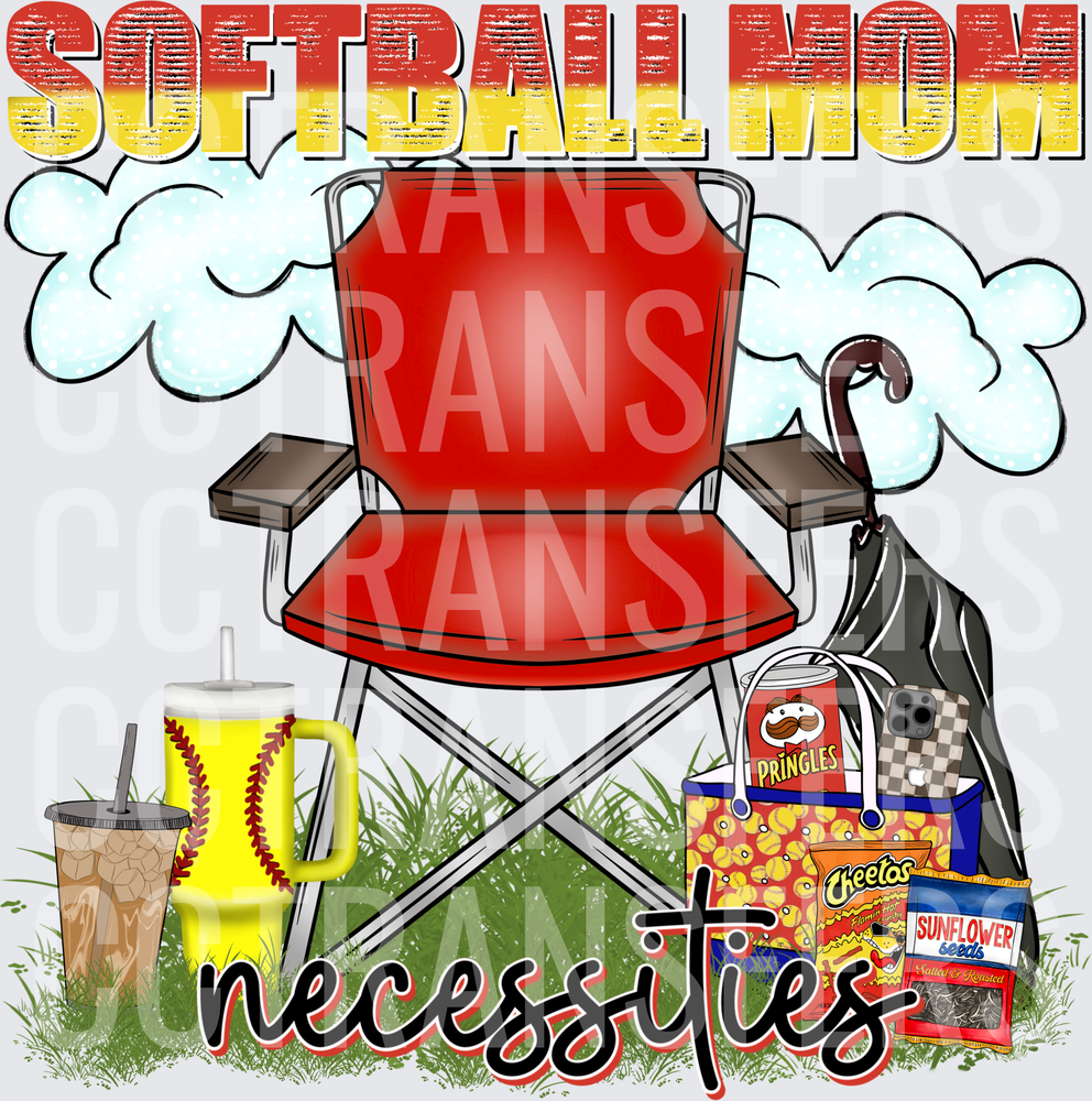 Softball Mom Necessities Folding Chair Snacks Tumbler DTF