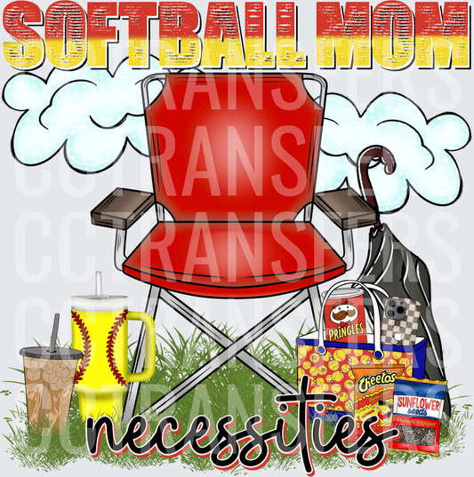 Softball Mom Necessities Folding Chair Snacks Tumbler DTF