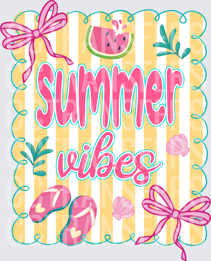 Summer Vibes Coquette Bows Watermelon Beach Stripes (DTF)