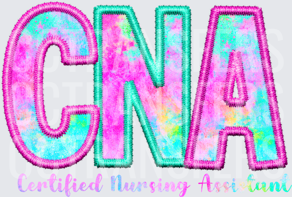 CNA Certified Nursing Assistant Colorful Embroidery Style (DTF)