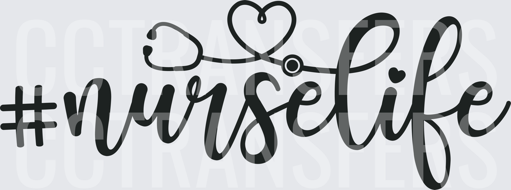 #Nurselife Stethoscope Heart Script Design (DTF)