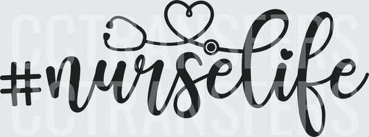 #Nurselife Stethoscope Heart Script Design (DTF)