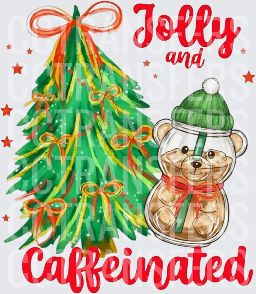 Jolly and Caffeinated Christmas Bear Iced Coffee Tree (DTF)