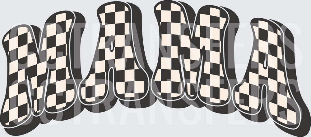 Retro Checkered MAMA Bold Groovy Letters (DTF)