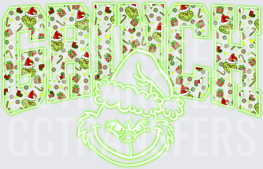 G-Man Christmas Pattern Filled Letters Face Glow Outline (DTF)