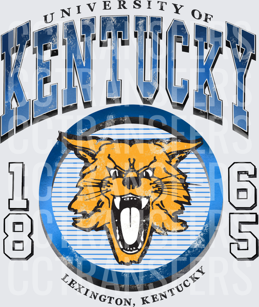 Vintage Wildcat Mascot Circle Logo Est 1865 Distressed (DTF)