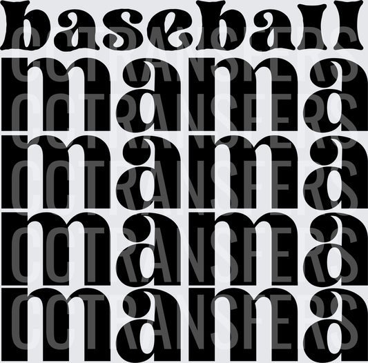 Baseball Mama Stacked Bold Retro Typography (DTF)
