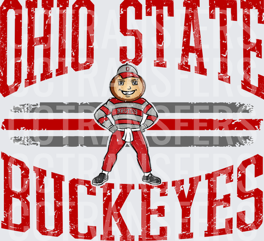 Brutus Buckeye Mascot Distressed Stripes Vintage (DTF)