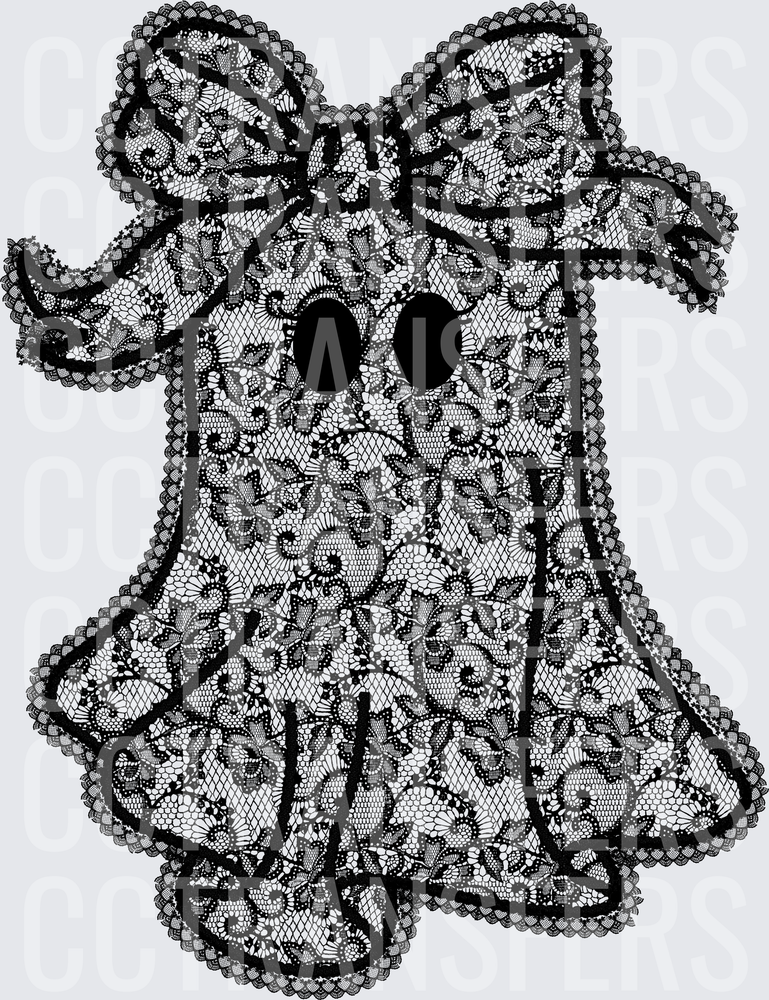 Black Lace Floral Christmas Bells With Bow (DTF)