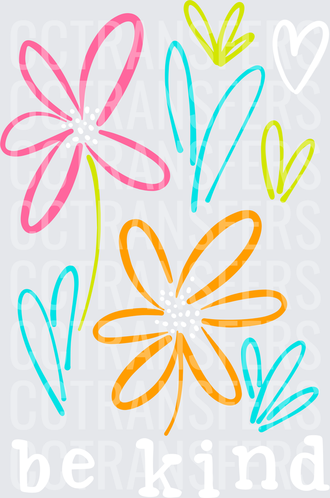 Bright Neon Daisy Flower Doodle Outline Floral (DTF)