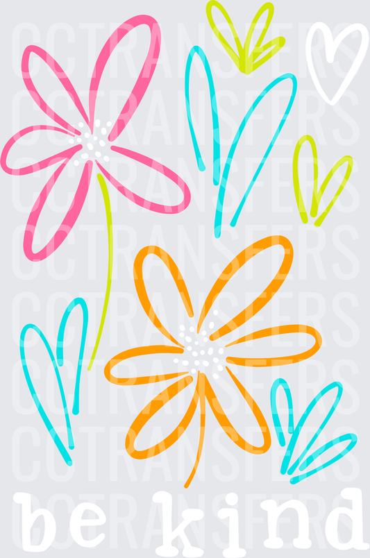 Bright Neon Daisy Flower Doodle Outline Floral (DTF)