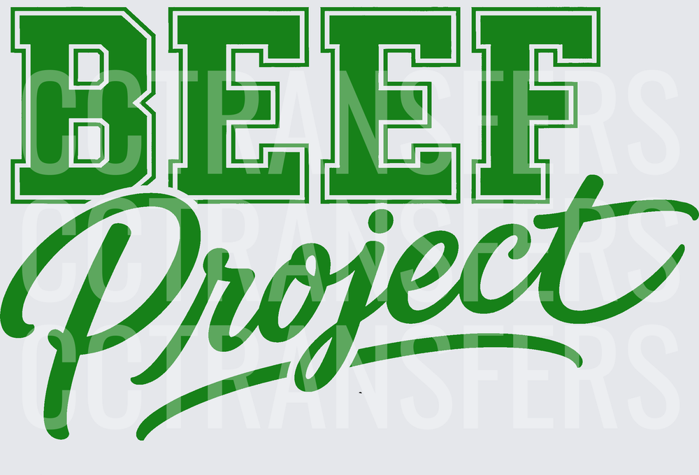 Green Varsity Block and Script Beef Project (DTF)