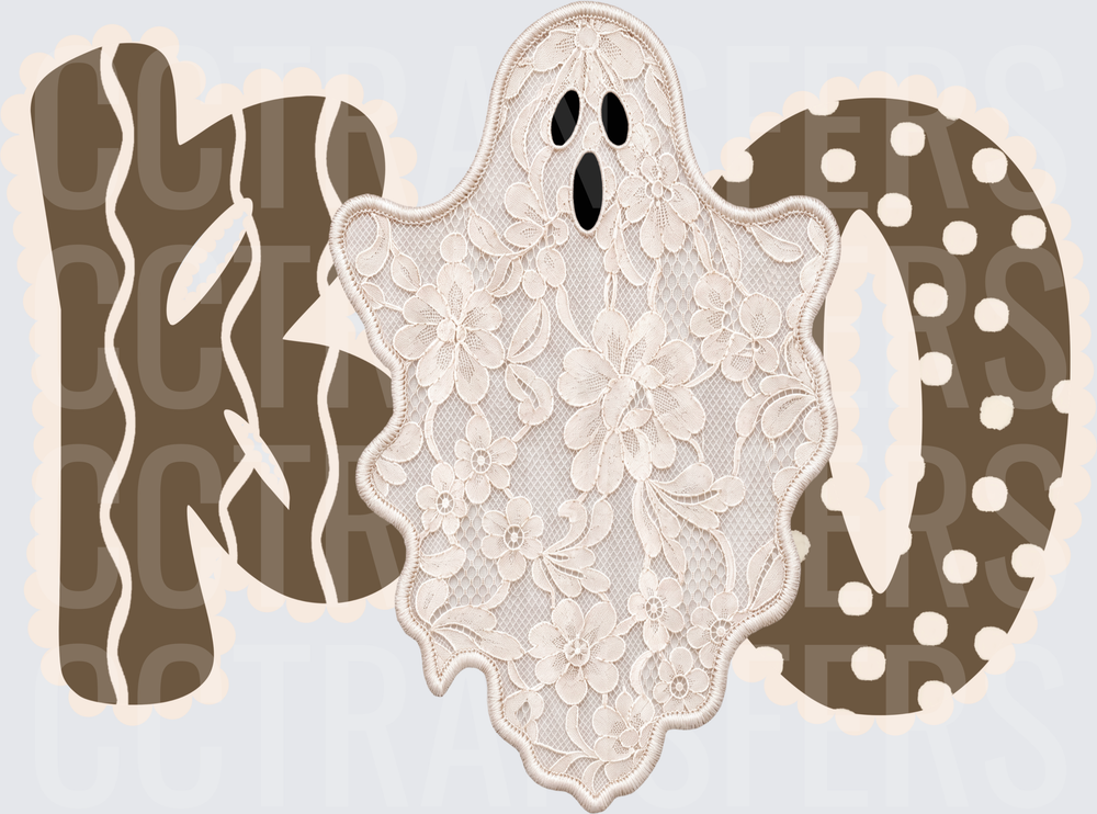 Boho BOO Lace Floral Ghost Halloween (DTF)