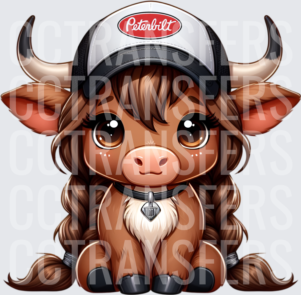 Cute Baby Highland Cow Trucker Hat Collar Charm (DTF)