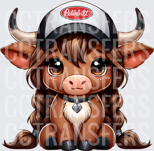 Cute Baby Highland Cow Trucker Hat Collar Charm (DTF)