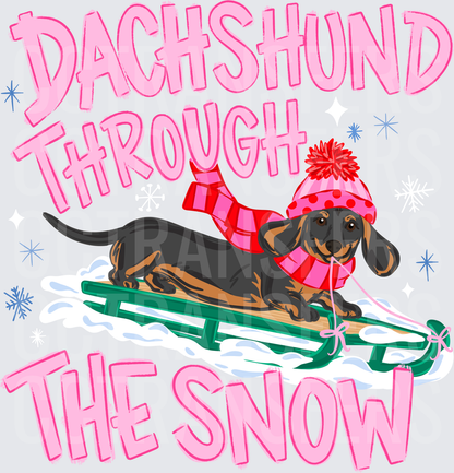 Dachshund Through The Snow Sledding Dog Winter (DTF)