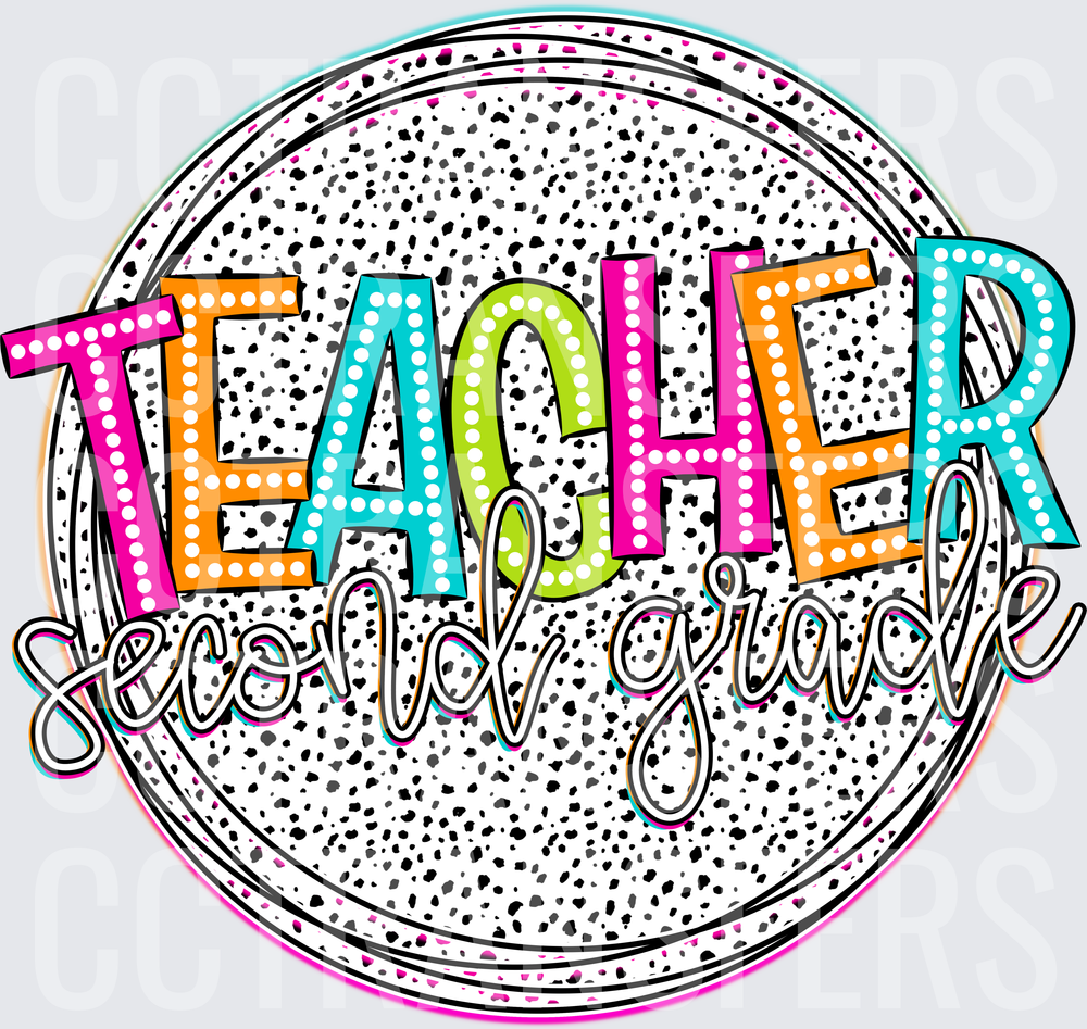 Teacher Second Grade Dalmatian Spot Circle Design (DTF)