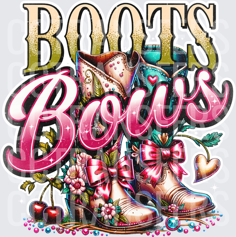Boots & Bows Cowgirl Western Floral Rhinestone (DTF)