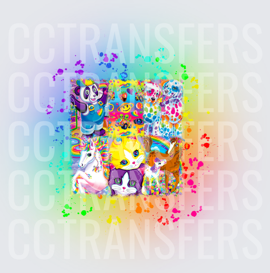Retro Rainbow Animals Collage Panda Unicorn Cats Horse (DTF)