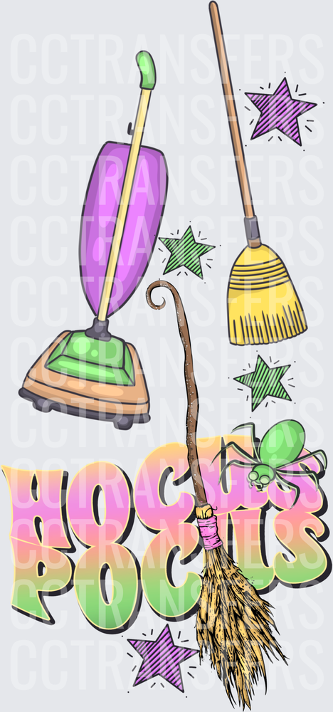 Hocus Pocus Witch Broom Vacuum Mop Stars Halloween (DTF)