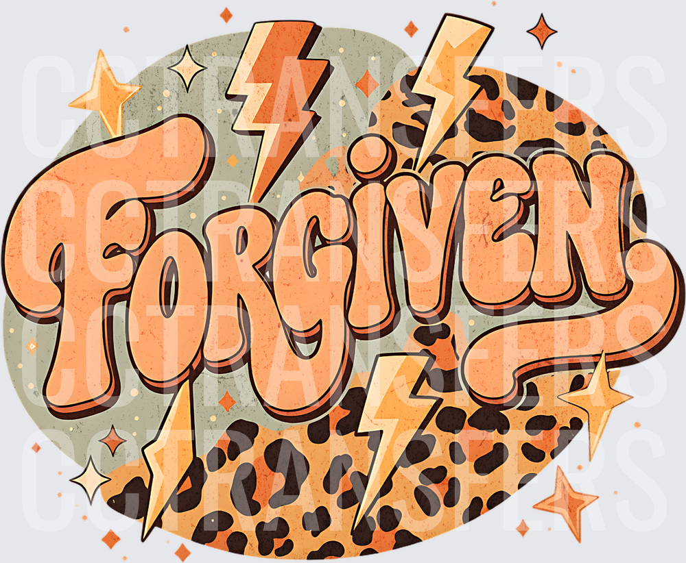 Forgiven Retro Groovy Leopard Lightning Bolt Design (DTF)