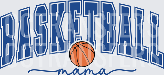Arched Basketball Mama Script Blue Varsity Letters (DTF)