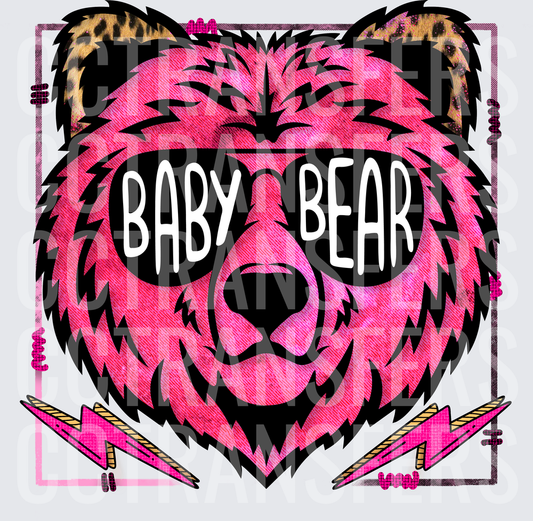 Baby Bear Pink Bear Face Sunglasses Lightning Bolts (DTF)