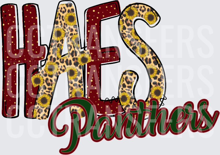 HAES Panthers Leopard Sunflower Letter Design (DTF)