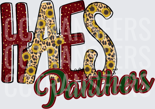 HAES Panthers Leopard Sunflower Letter Design (DTF)