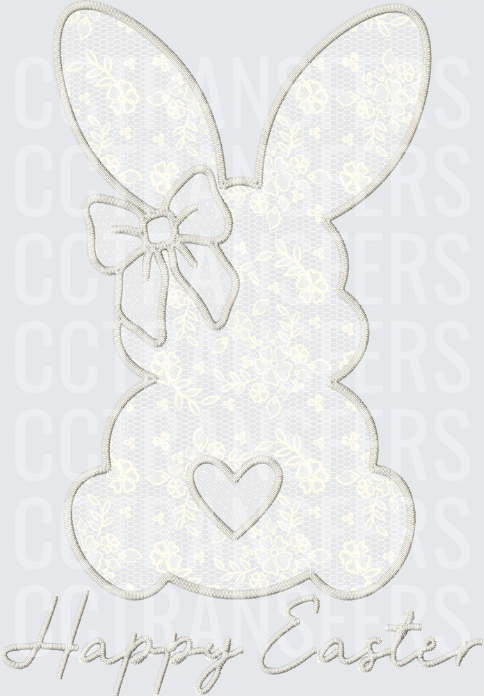 Happy Easter Bunny Silhouette with Bow and Heart (DTF)