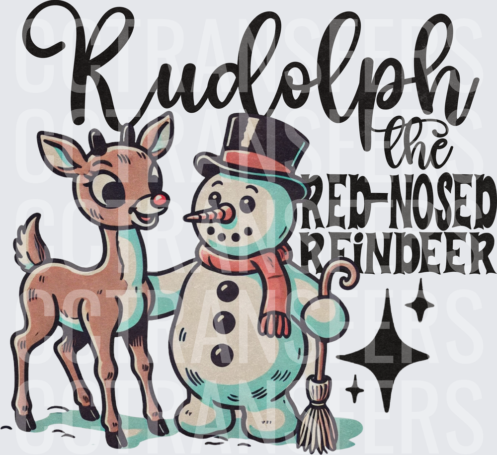 Rudolph the Red-Nosed Reindeer Vintage Snowman (DTF)