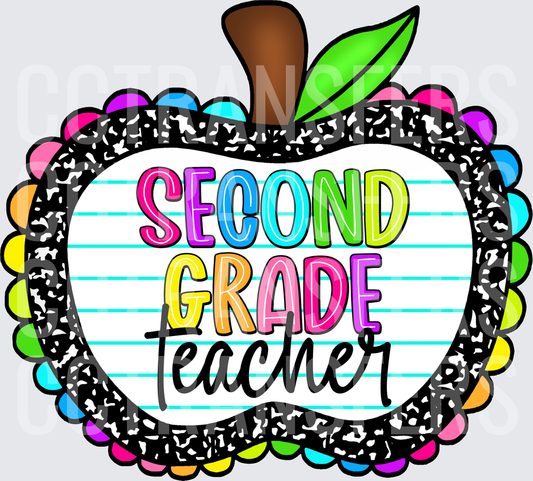 Rainbow Apple Second Grade Teacher (DTF)