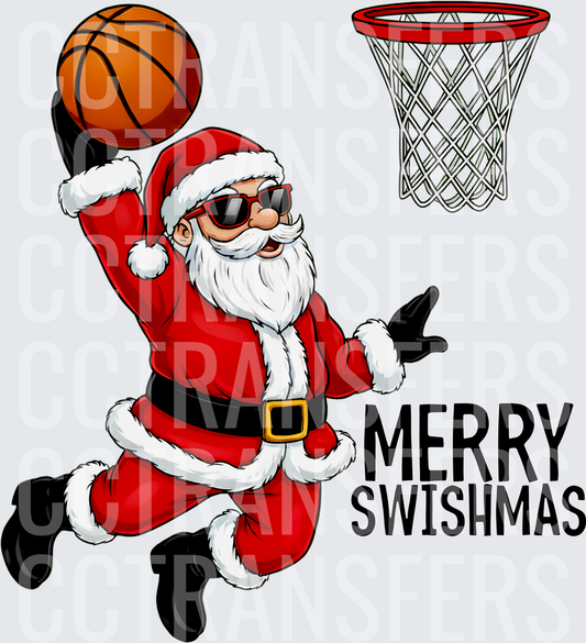 Merry Swishmas Santa Claus Basketball Dunk (DTF)
