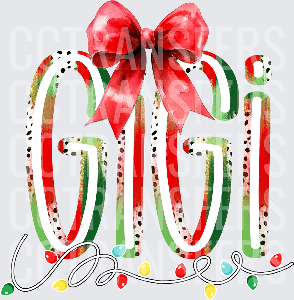 GiGi Christmas Bow Dalmatian Dot Holiday Lights (DTF)