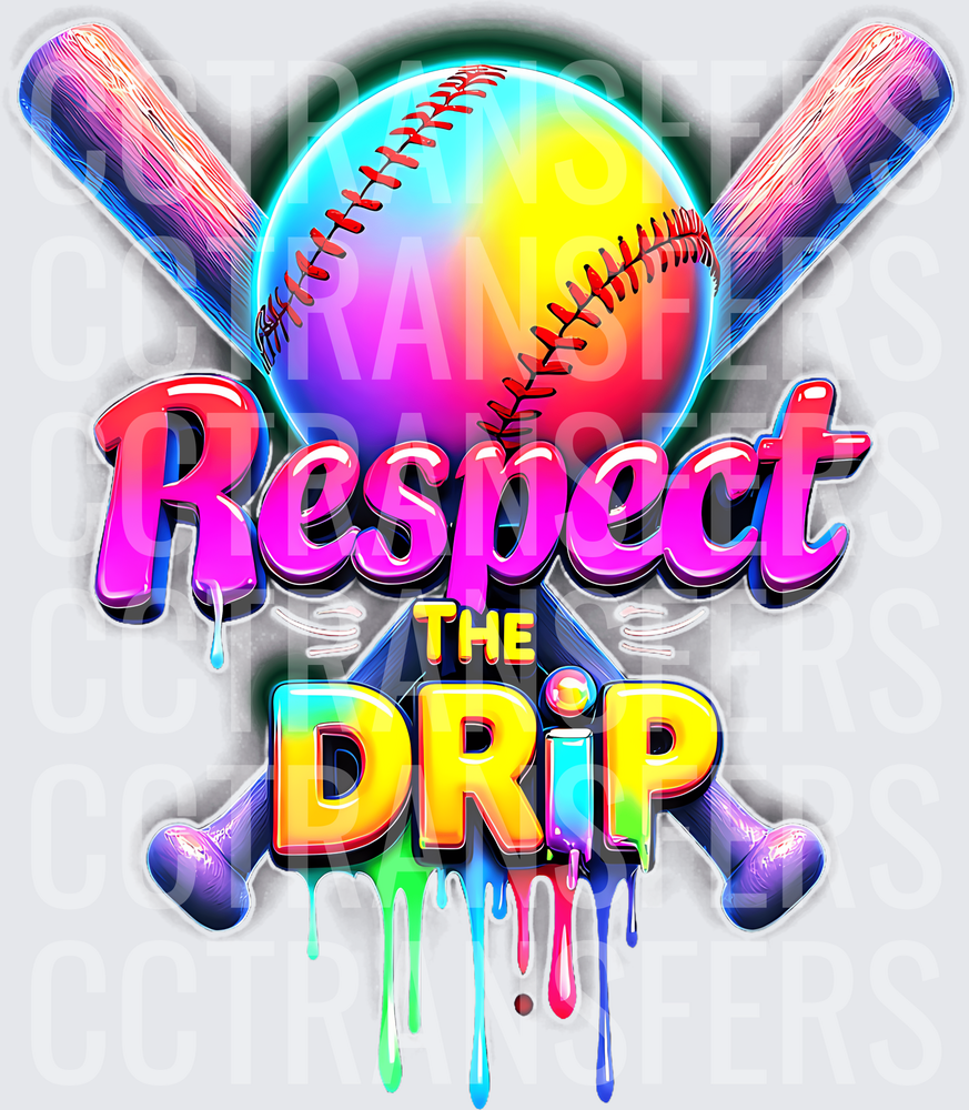 Respect The Drip Rainbow Softball Crossed Bats (DTF)
