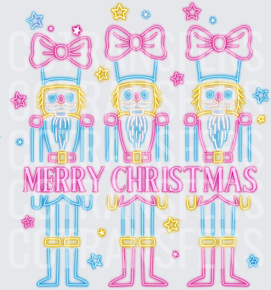 Neon Pastel Toy Soldier Trio Merry Christmas (DTF)