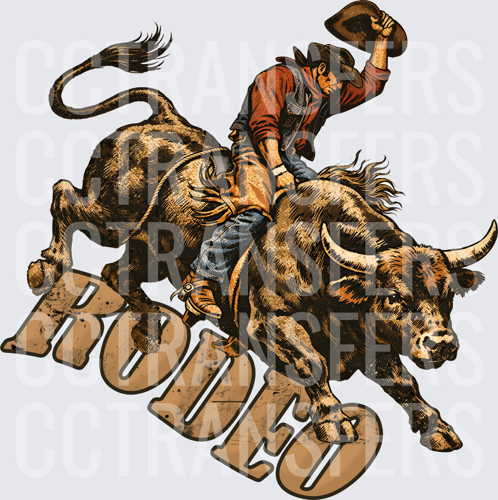 Rodeo Cowboy Bull Rider Tipping Hat Western (DTF)